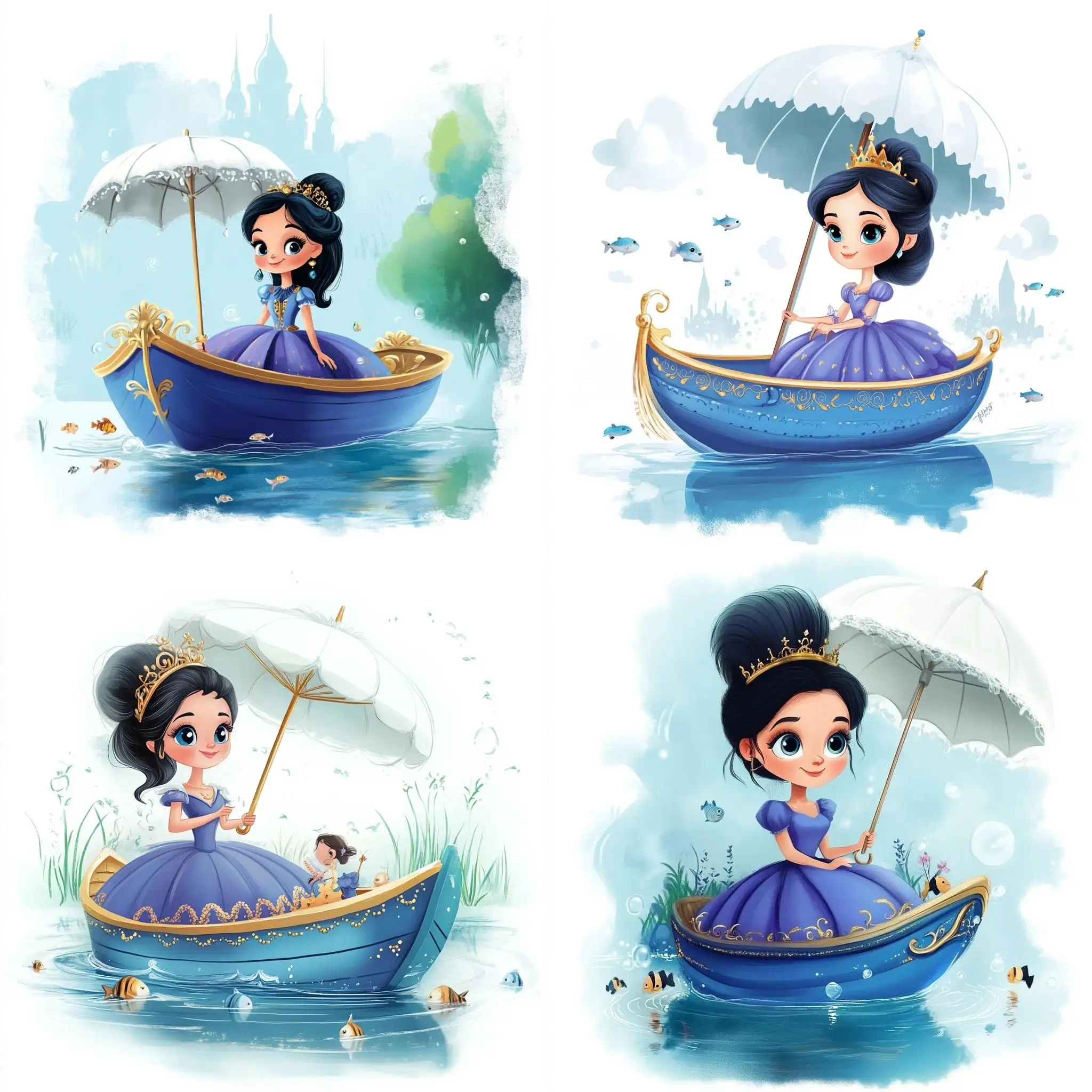 Princess-in-a-Beautiful-Fantasy-Blue-Boat-on-Transparent-River