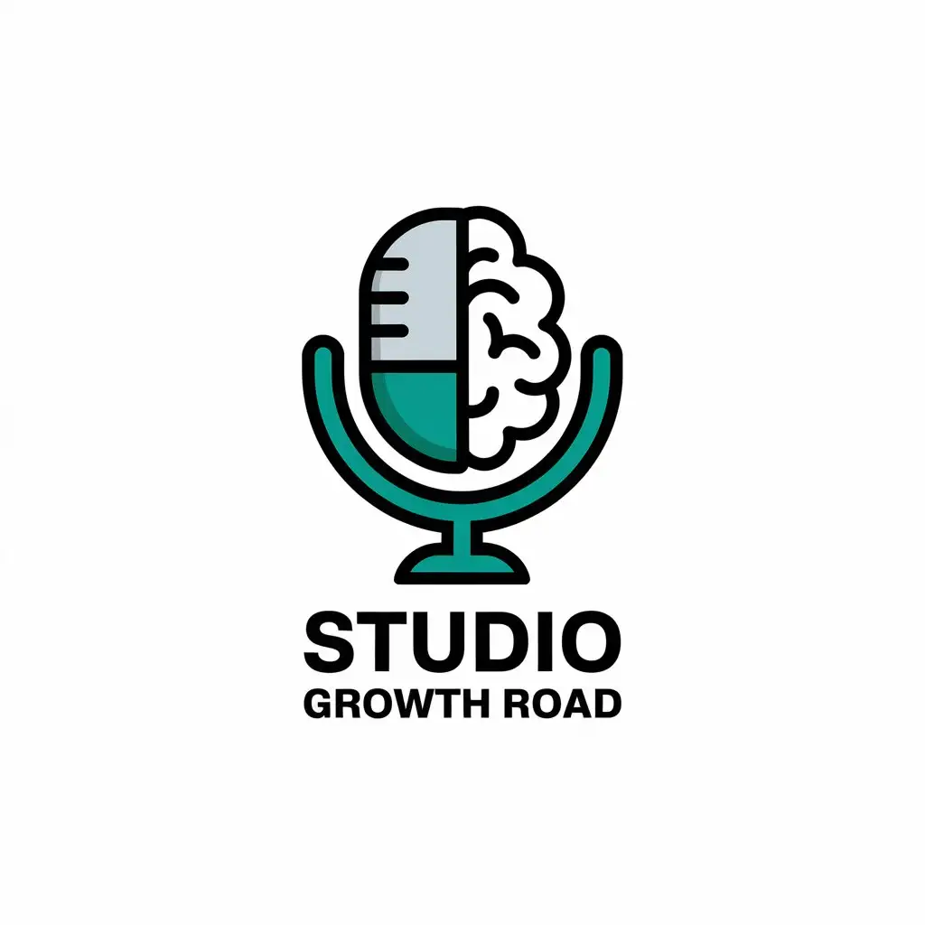 LOGO-Design-for-Studio-Growth-Road-Microphone-and-Brain-Symbol-with-Education-Industry-Appeal