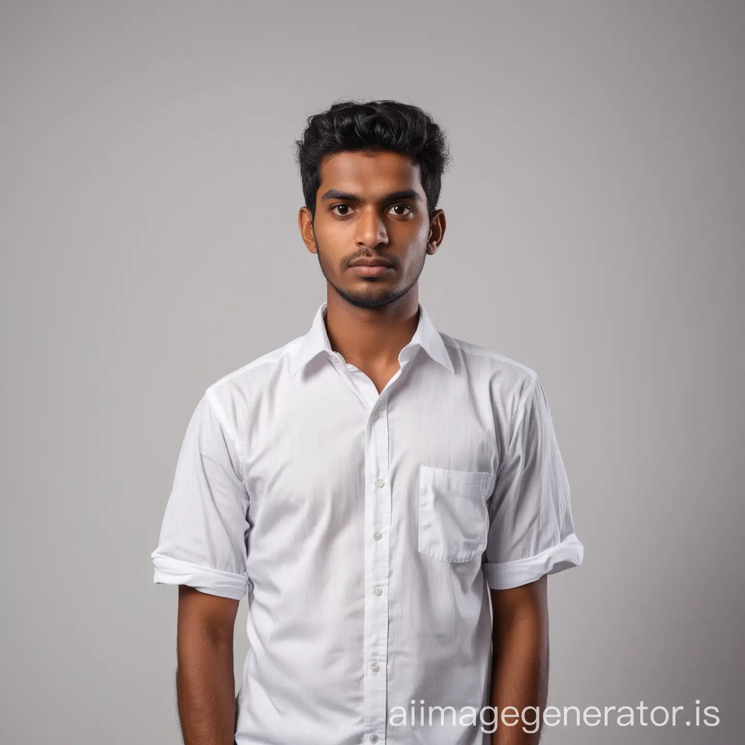 Serious-Sri-Lankan-Man-Posing-for-Passport-Photo-in-White-Shirt-25-years-old