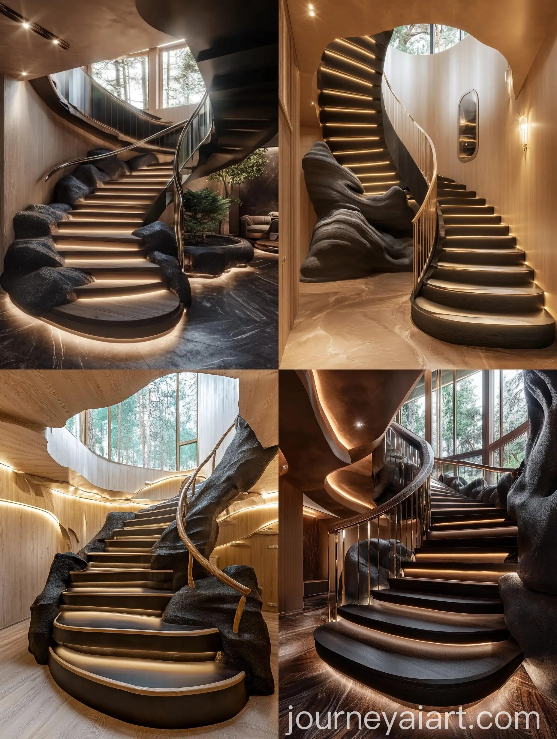 Unique-Wood-Species-Staircase-in-Light-Art-Style