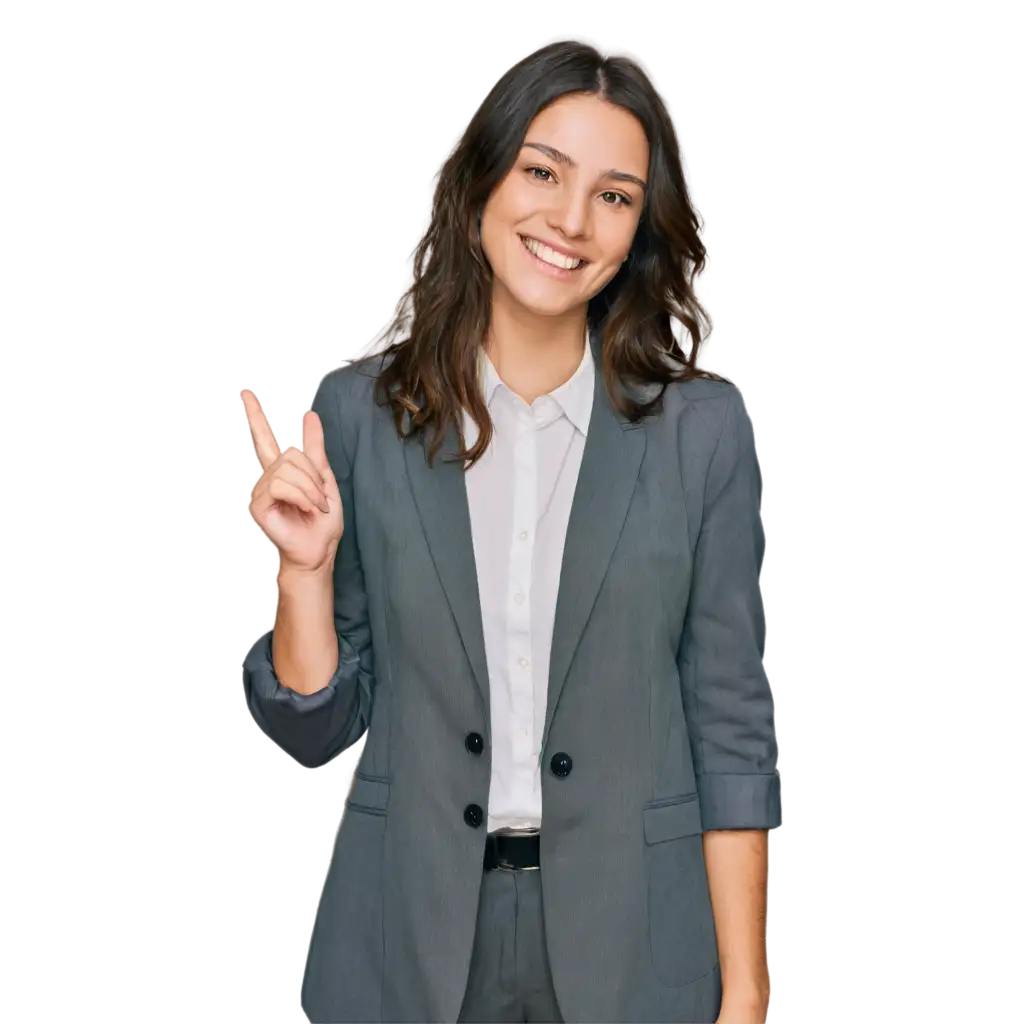 Young-Smiling-Girl-in-Office-Attire-PNG-Image-Medium-Fair-Skin-Dark-Brown-Hair-Wavy-Hair-Small-Eyes-Broad-Nose