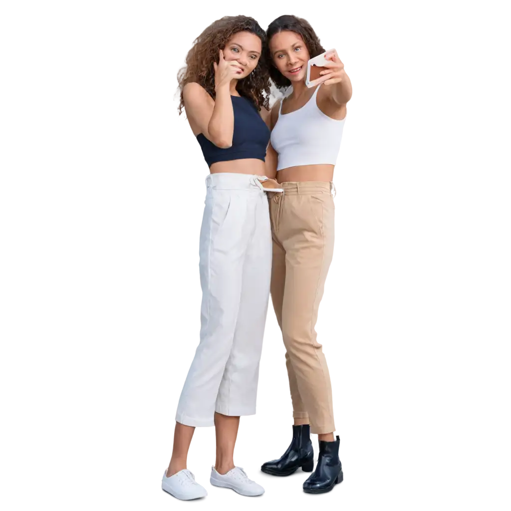 Woman-Taking-a-Selfie-with-Her-Friend-HighQuality-PNG-Image-for-Various-Creative-Uses