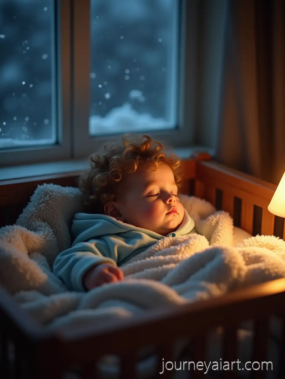 Cozy-Bedroom-with-Toddler-SleepingAI-Art-Prompt-Expansion-on-a-Winter-Night