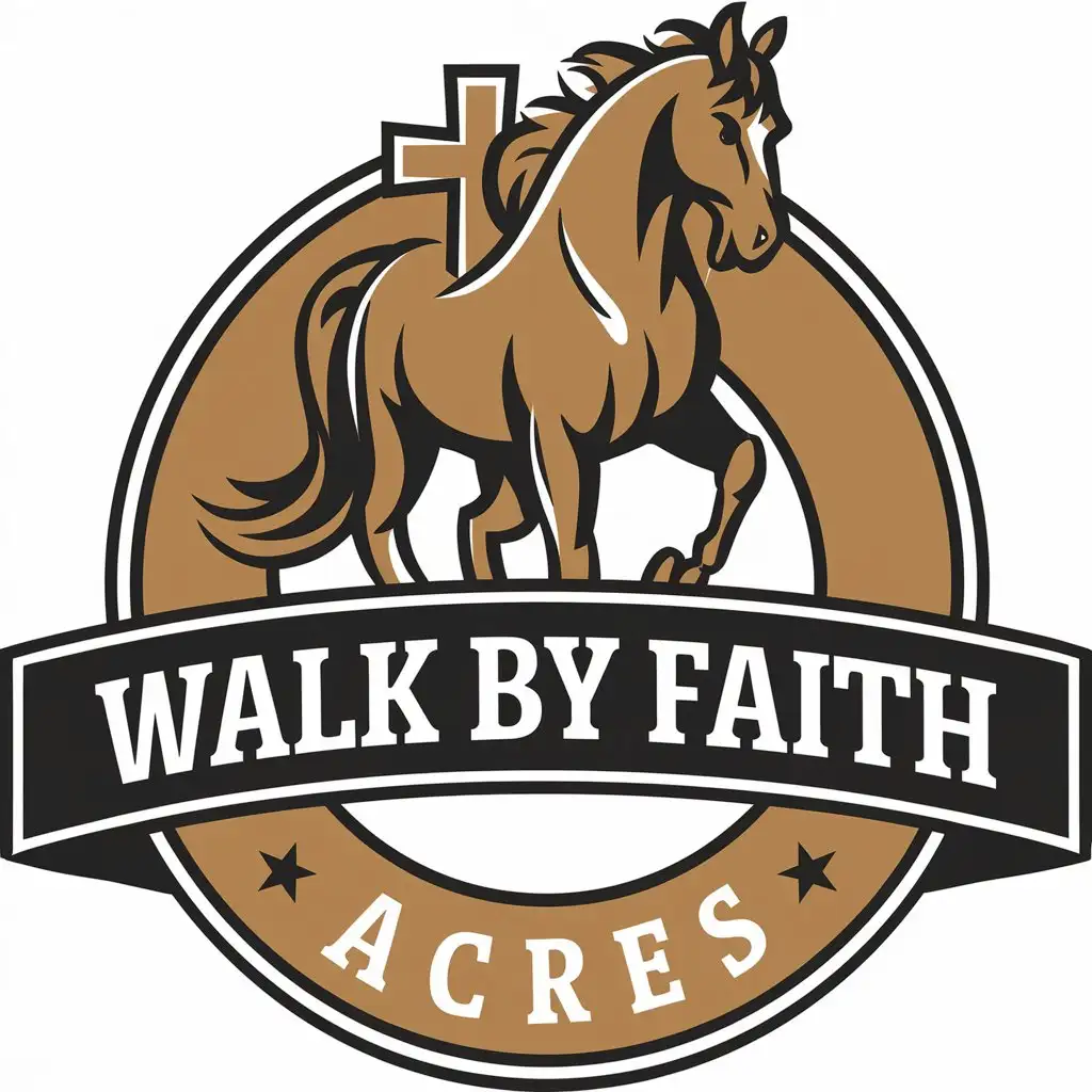 LOGO Design for Walk By Faith Acres Vector Horse Symbol with Clear Background