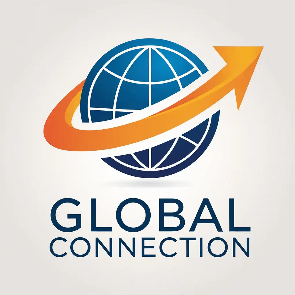 a vector logo design,with the text "...", main symbol:arrow rotating around the globe,Moderate,clear background