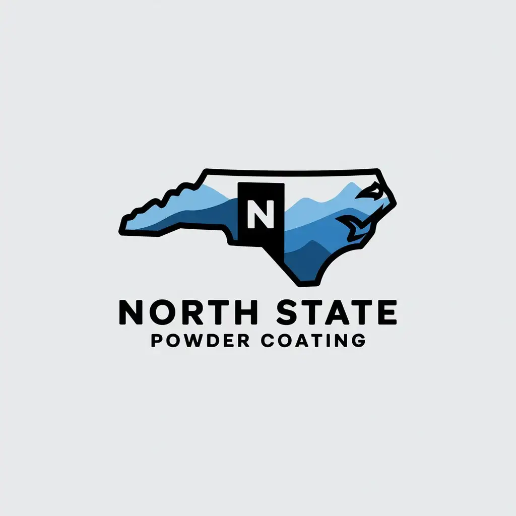 LOGO Design for North State Powder Coating North Carolina Outline with Blue Ridge Mountain Theme