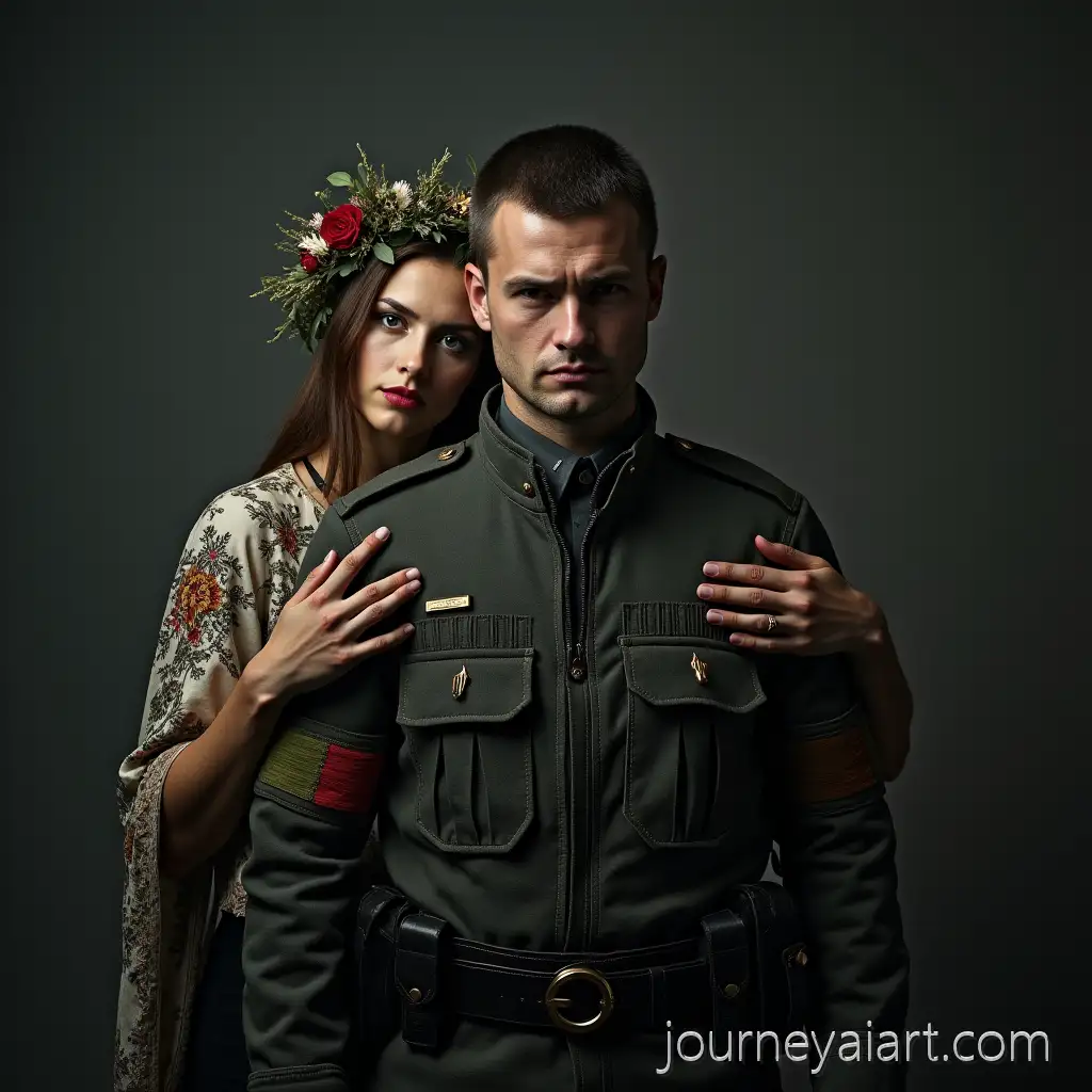 Ukrainian-Soldier-Embraced-by-Mythical-Woman-in-Dark-Aggressive-Style