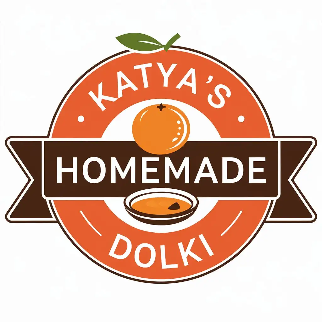 LOGO-Design-for-Katyas-Homemade-DOLki-Orange-and-Soup-Theme-with-Clear-Background-for-Retail