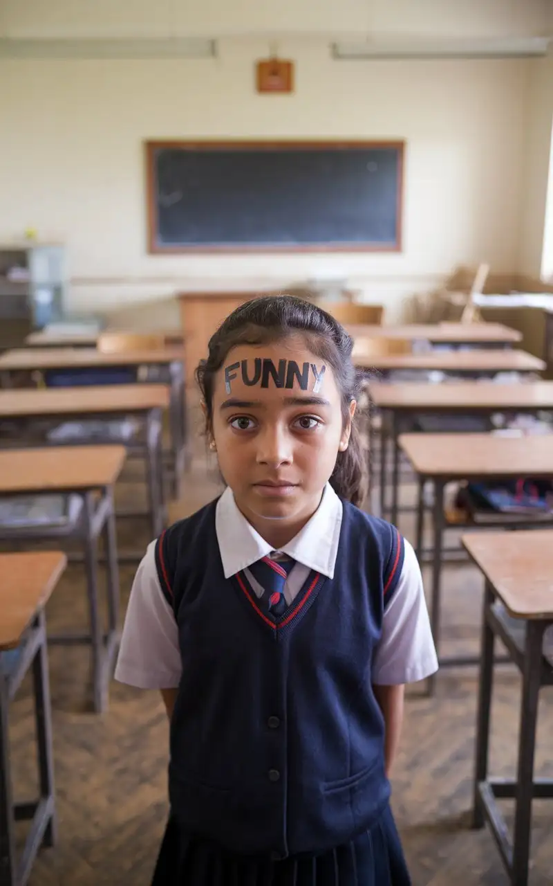 Funny-Girl-in-School-Uniform-with-Black-Tape-Fashion-Style