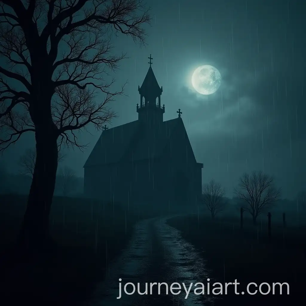 Haunting-18th-Century-Church-on-a-Hill-with-Rainy-Dark-Vibes
