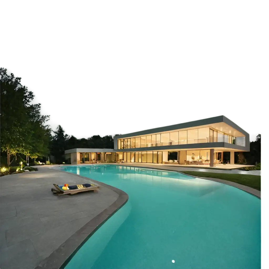 Luxury-Modern-Home-with-Pool-Lights-Stunning-PNG-Image-for-HighQuality-Visuals