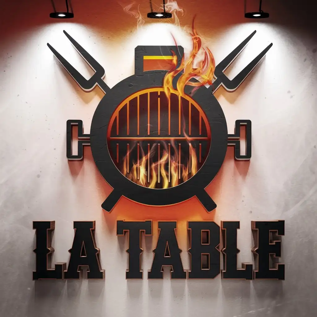 LOGO Design for LA TABLE 3D Grill and Smoker with Bold Typography and Smoky Elements