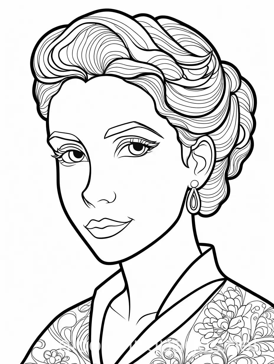 Detailed-Character-Portraits-for-Coloring-Pages-Black-and-White-Line-Art-on-White-Background