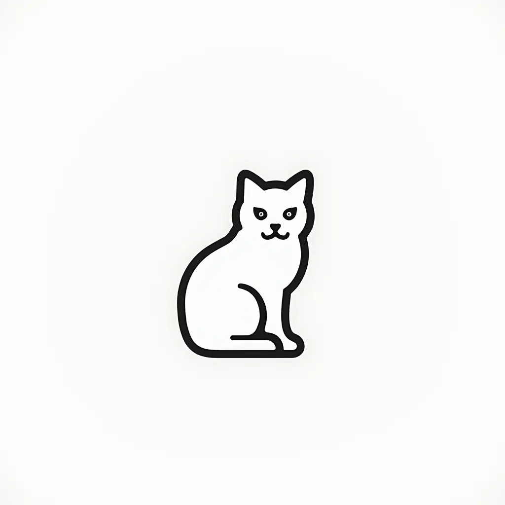 (icon of cat), icon, sign, black outlines, bold outlines, Rounded corners, white background, (Minimalism), monochrome, vector, best quality, masterpiece