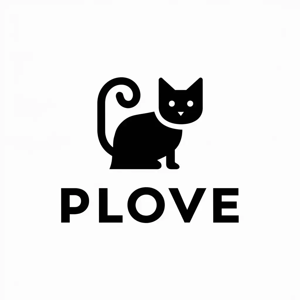 a vector logo design,with the text "Plove", main symbol:cat,Minimalistic,be used in Internet industry,clear background