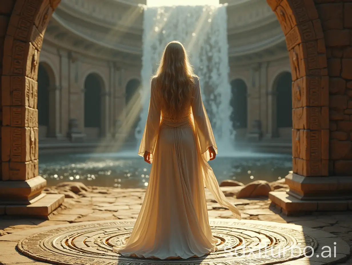 Ancient-BlondHaired-Goddess-at-Runestone-Circle-Temple