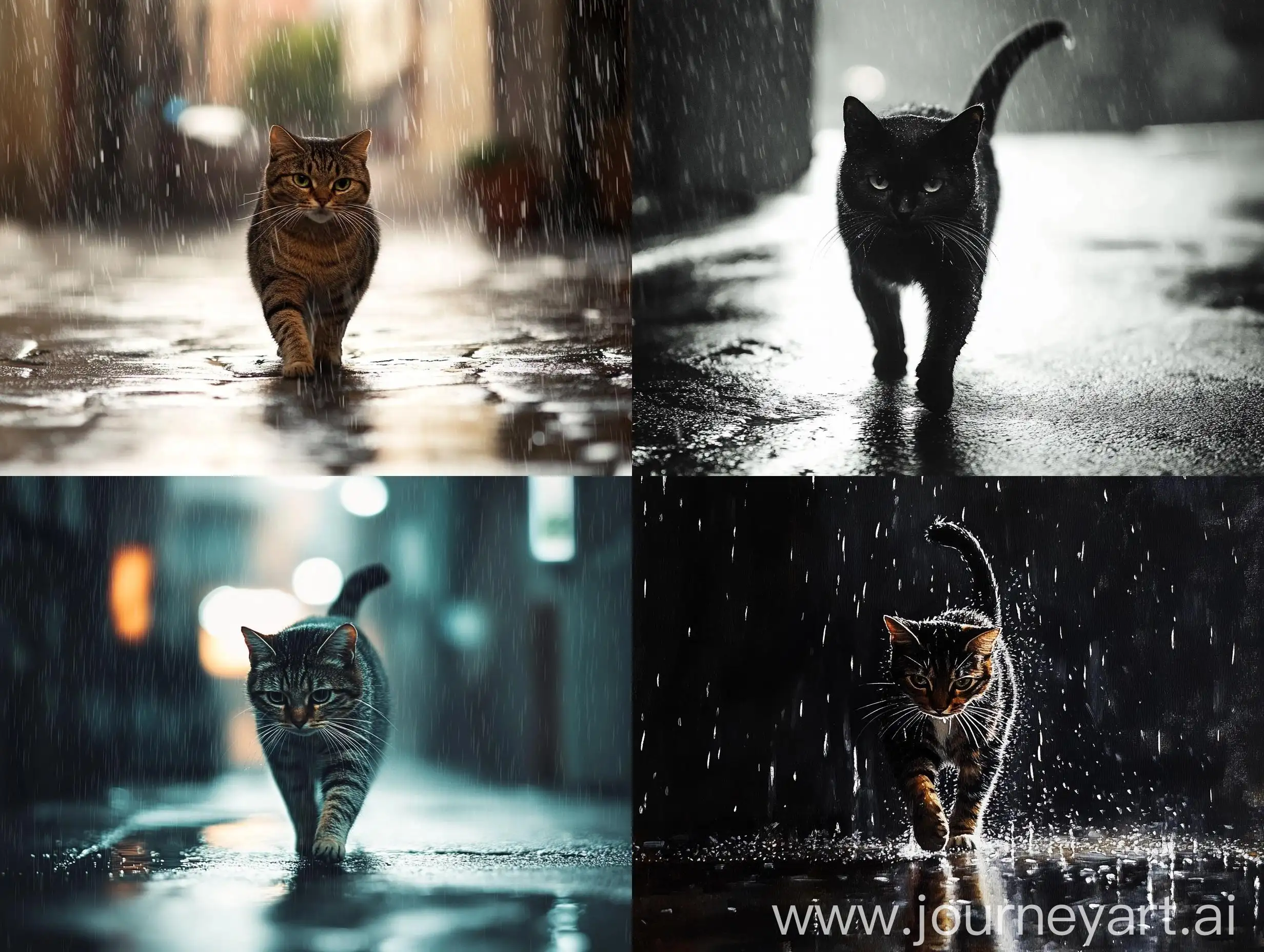 Mystical-Feline-Strolling-Through-a-Rainy-Urban-Landscape