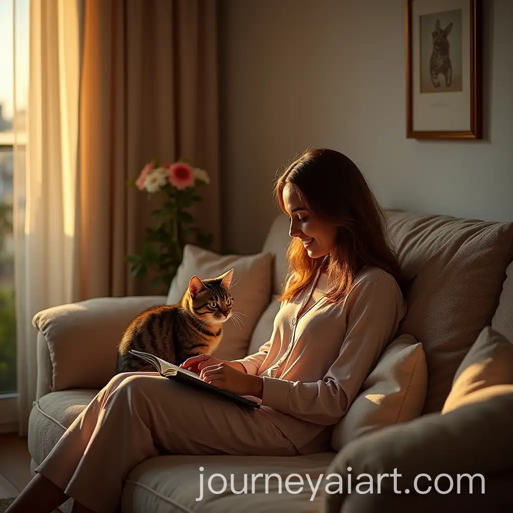 AI-Image-Prompt-ExpansionTunisian-Woman-and-Her-Cat-Zina-in-Cozy-and-Natural-Settings