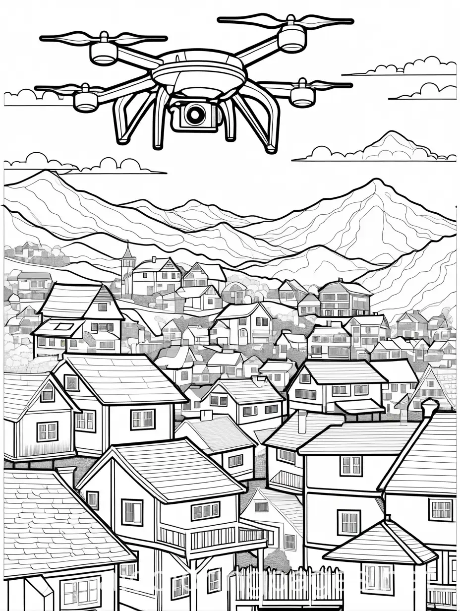 Drone-Flying-Over-Small-Town-Coloring-Page