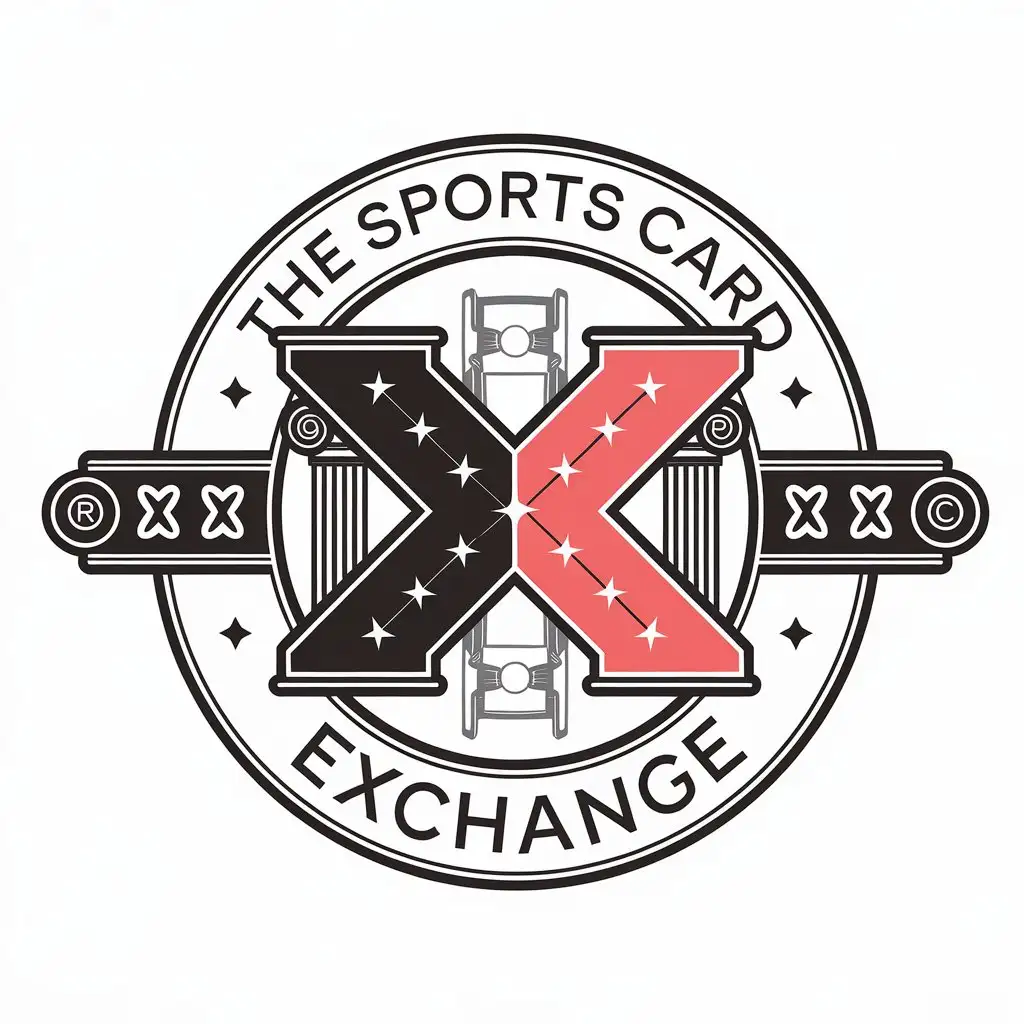 LOGO Design for The Sports Card Exchange Symbol Combining Sports Cards Stock Exchange and Roman Columns