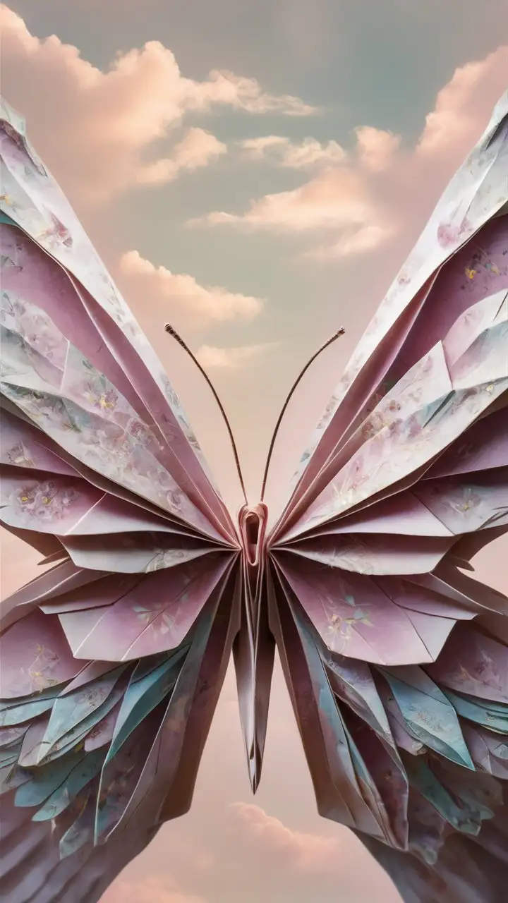 Delicate-Origami-Butterfly-with-Pastel-Floral-Patterns-in-Whimsical-Setting