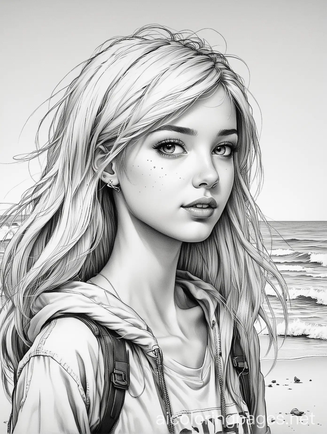 teenager interests, coloring pages art, black and white, line art, white background, ample white space, sci-fi, light hair, pop music, sports, animals, me and my pet, rappers, tomboy, beach party, bad hair day, funny pictures, male art, banksy, Coloring Page, black and white, line art, white background, Simplicity, Ample White Space. The background of the coloring page is plain white to make it easy for young children to color within the lines. The outlines of all the subjects are easy to distinguish, making it simple for kids to color without too much difficulty
