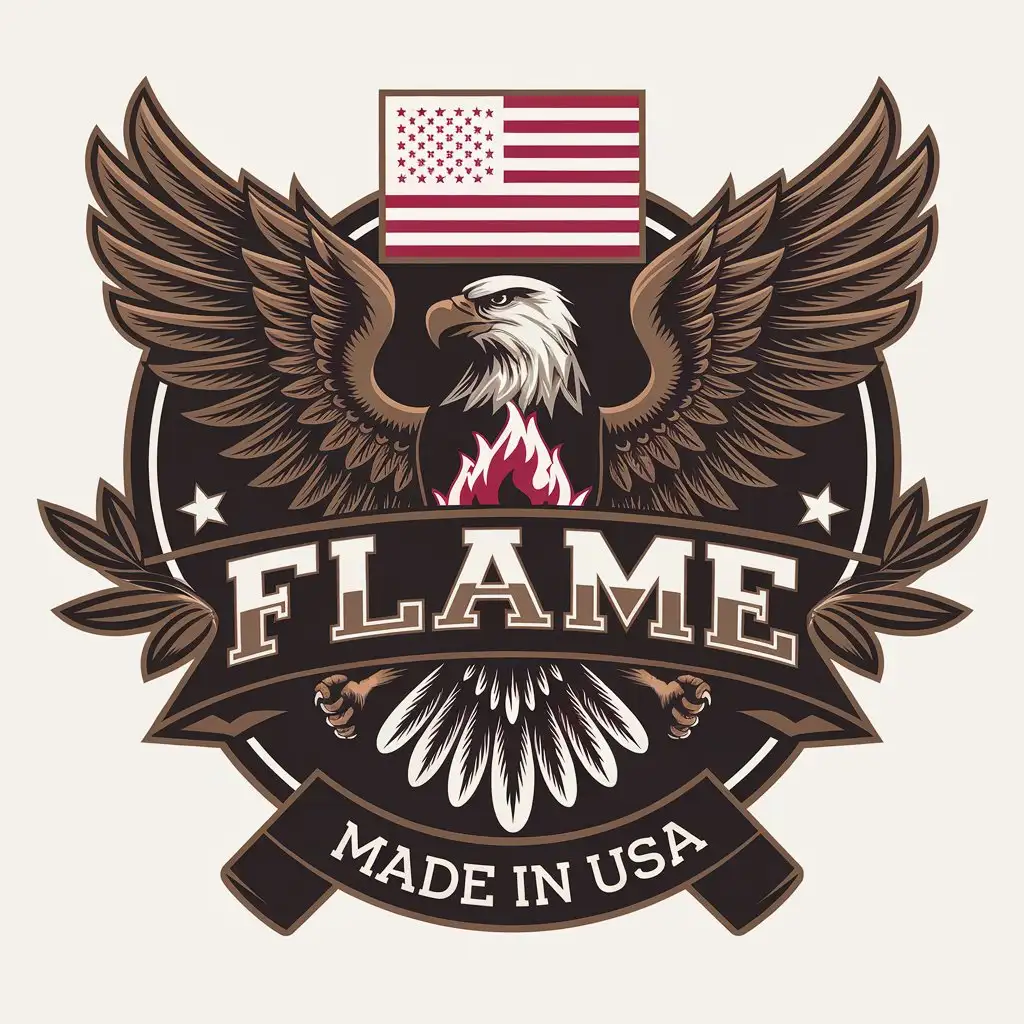 LOGO Design For Flame Eagle and American Flag in Vector Style