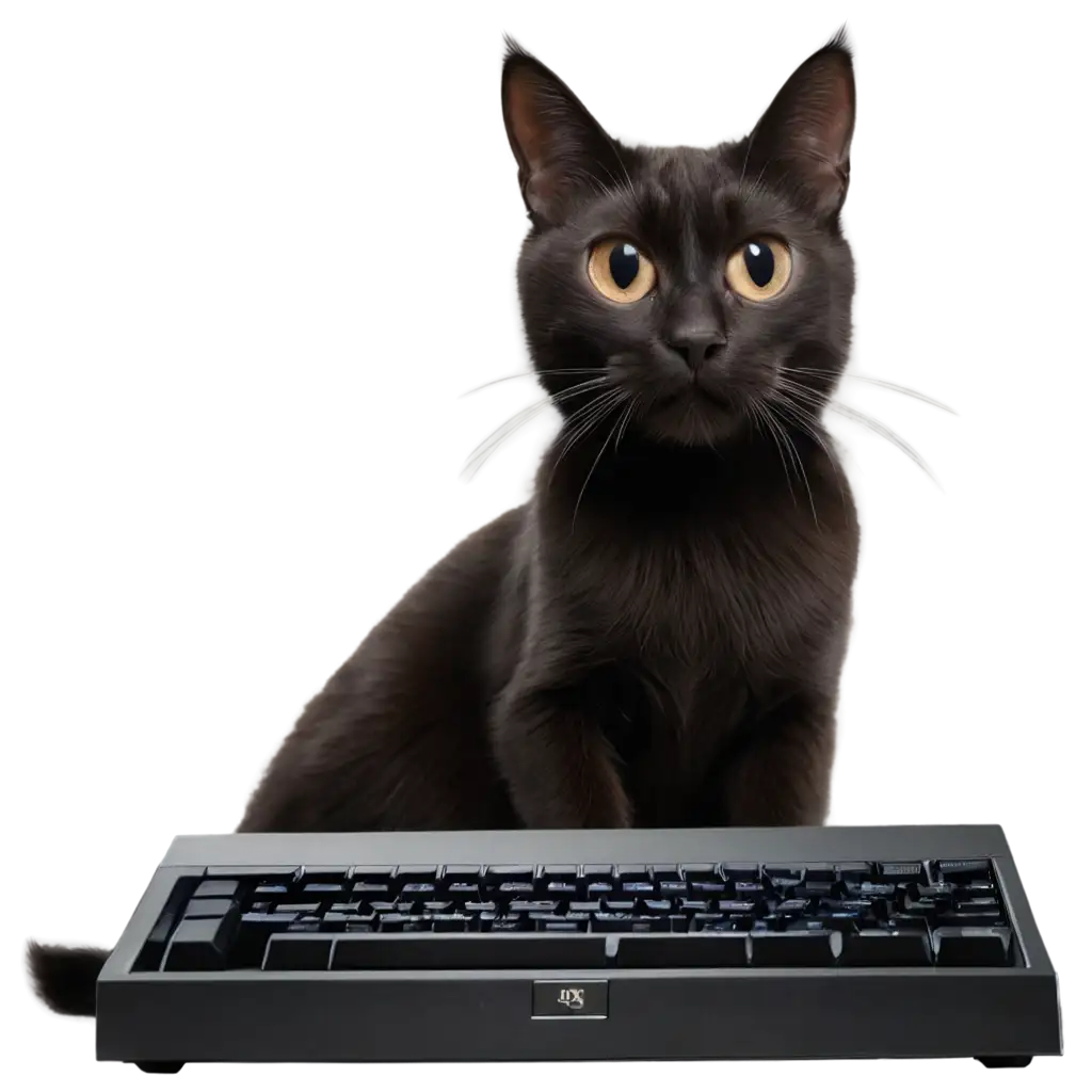 Black-Cat-Lying-on-a-Gaming-Computer-PNG-HighQuality-Image-for-Digital-and-Creative-Projects