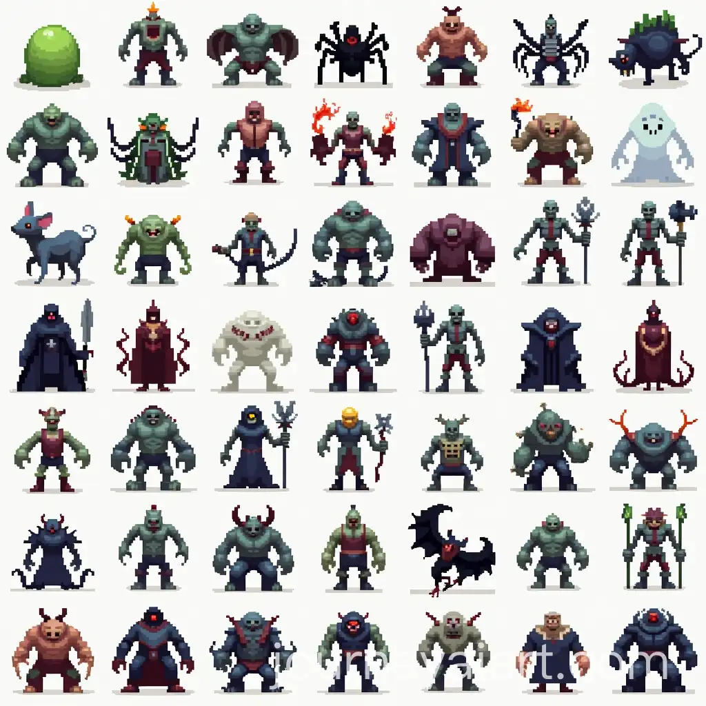 Fantasy-Monsters-Grid-33-Unique-Pixel-Art-Creatures-in-a-Single-Image