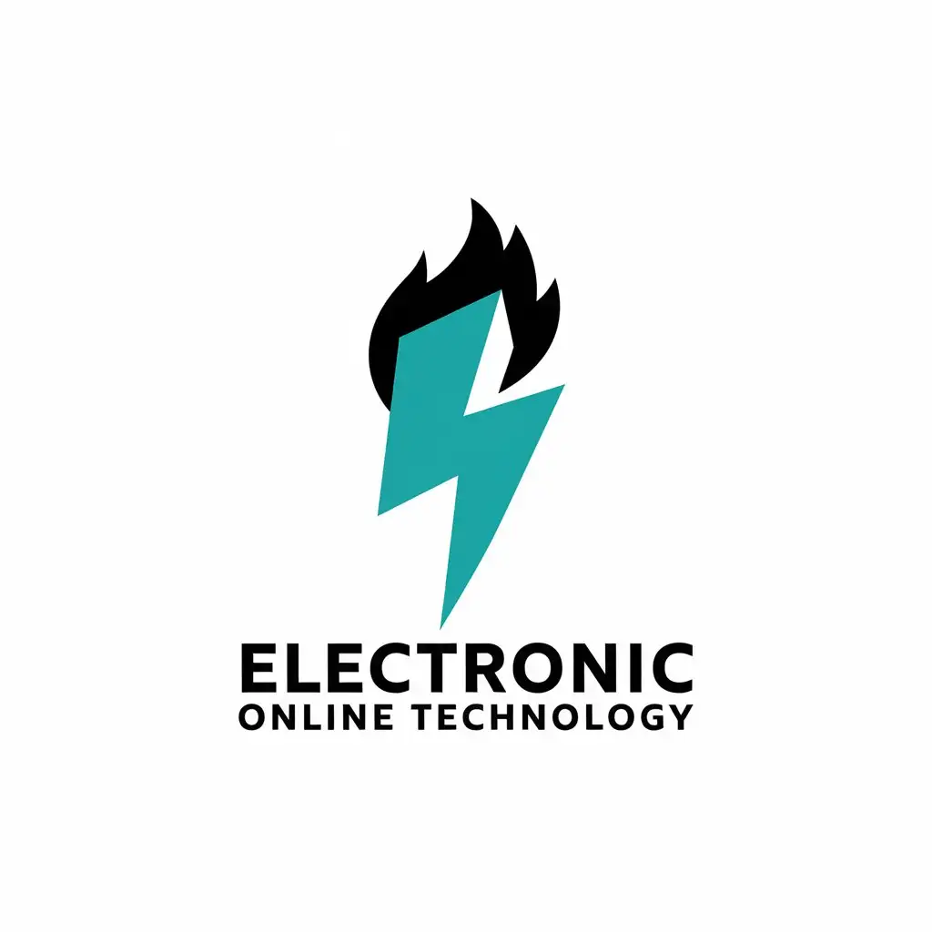 a vector logo design,with the text "electronic online technology", main symbol:lightning and flame,Moderate,be used in Internet industry,clear background