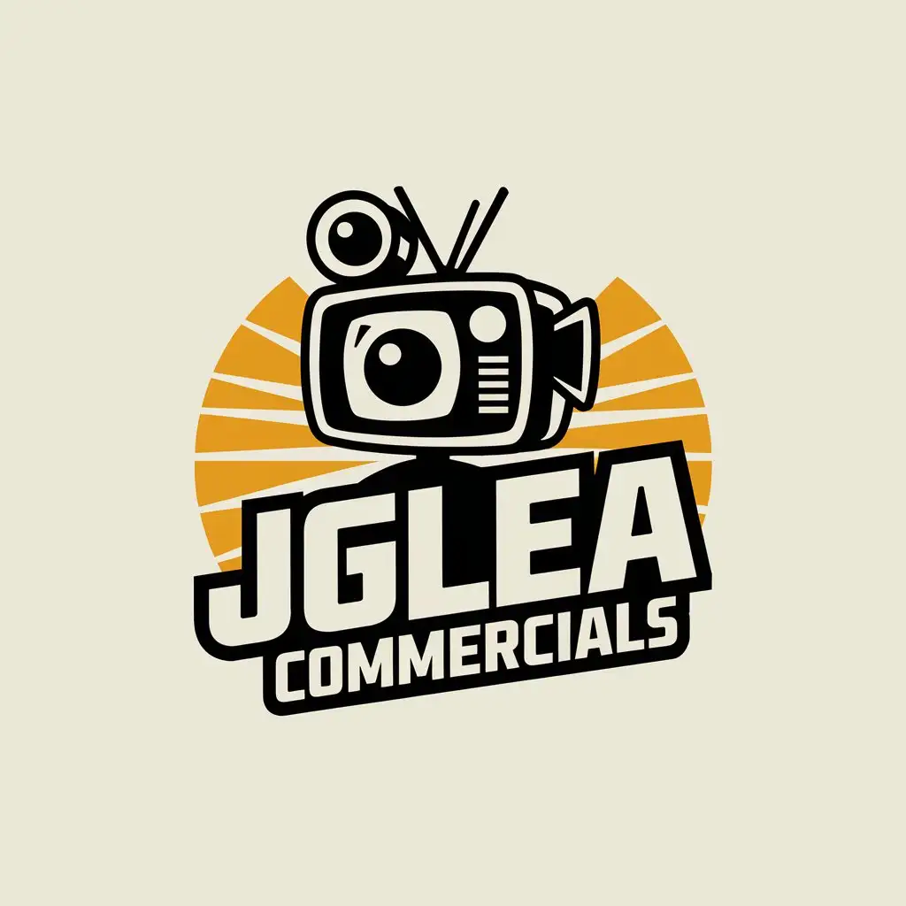 LOGO Design for JGLEA COMMERCIALS Vintage Television Video Camera with Clear Background