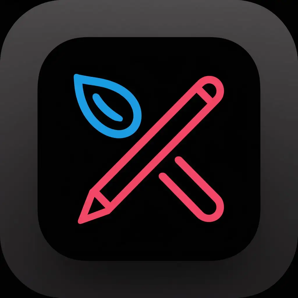 Icon for Image Editor App on Black Background with Prominent Color Accents