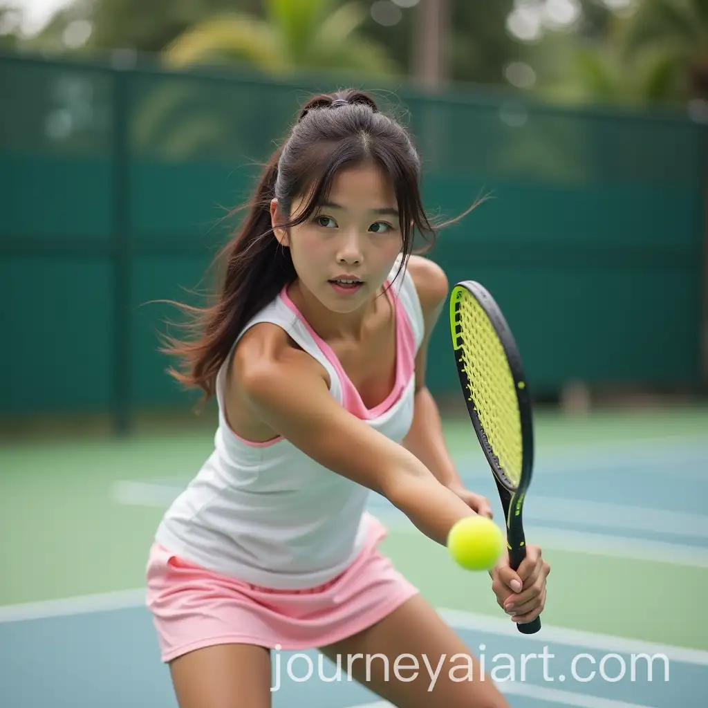 Cute-Asian-Woman-Playing-Padel-on-the-Court