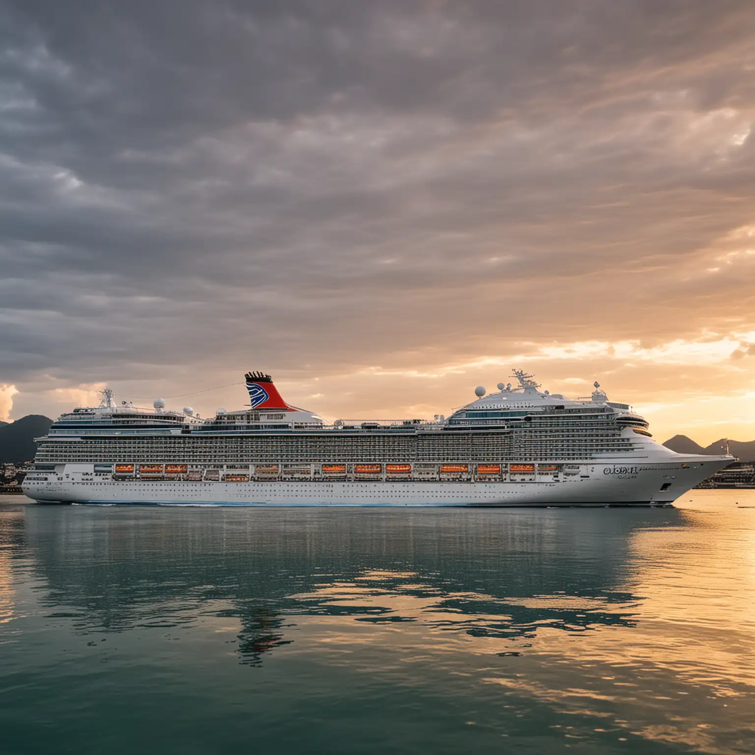 Luxury Cruise Ship Sailing on Serene Waters