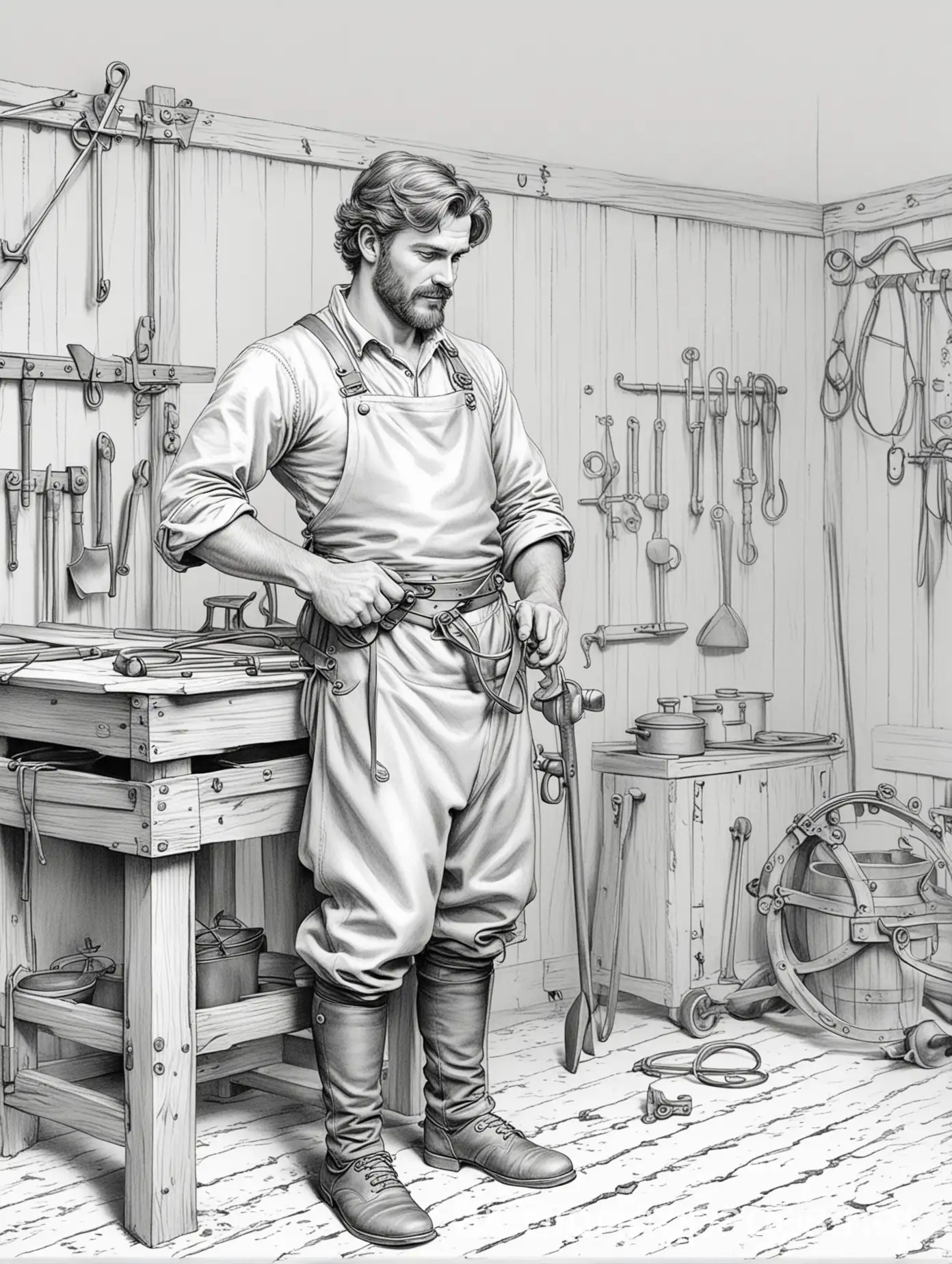 Victorian-Blacksmith-Coloring-Page-in-Line-Art-Style