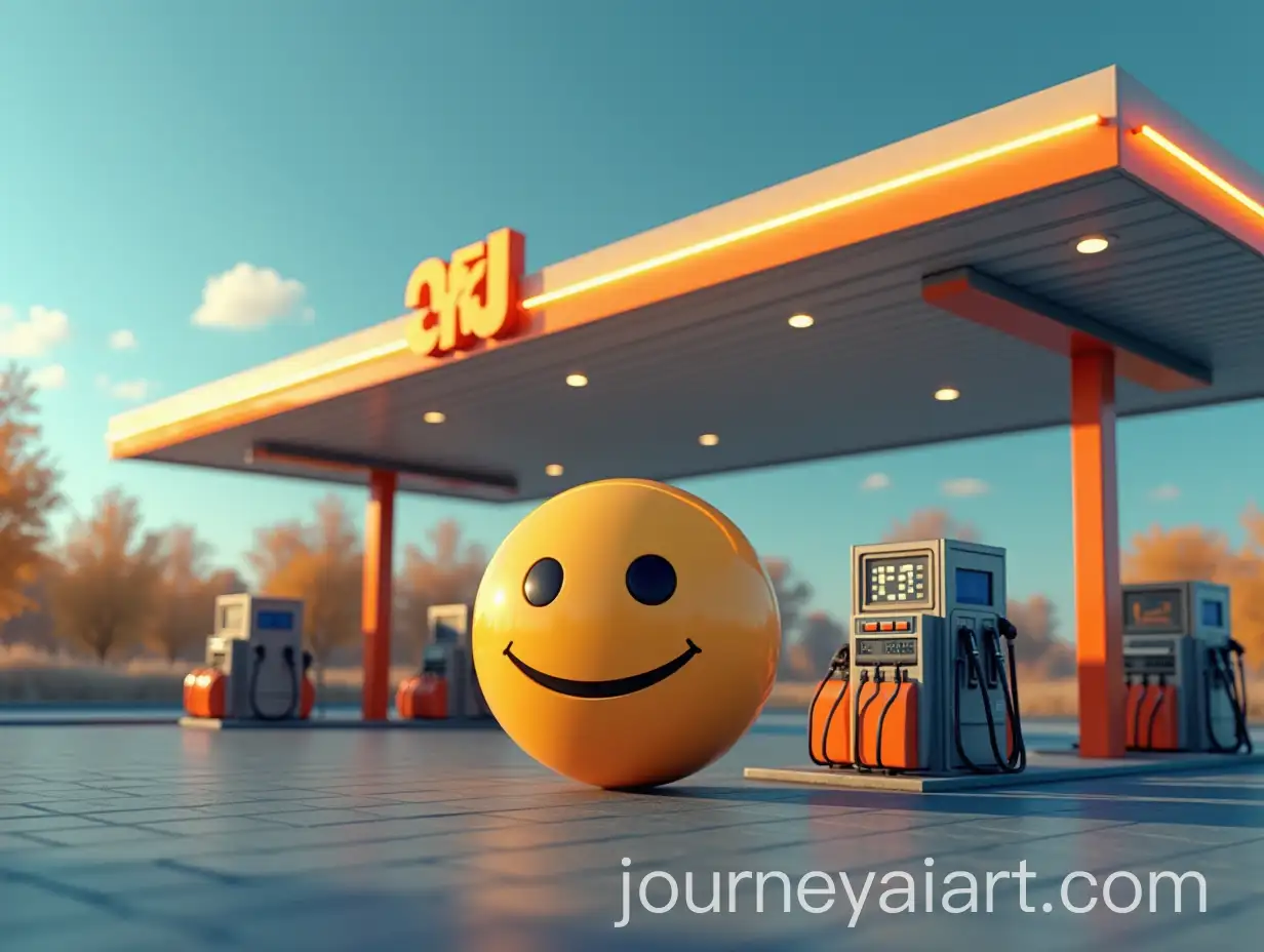 Gas-Station-with-Emoji-Cars-in-Queue-at-Feeling-Station