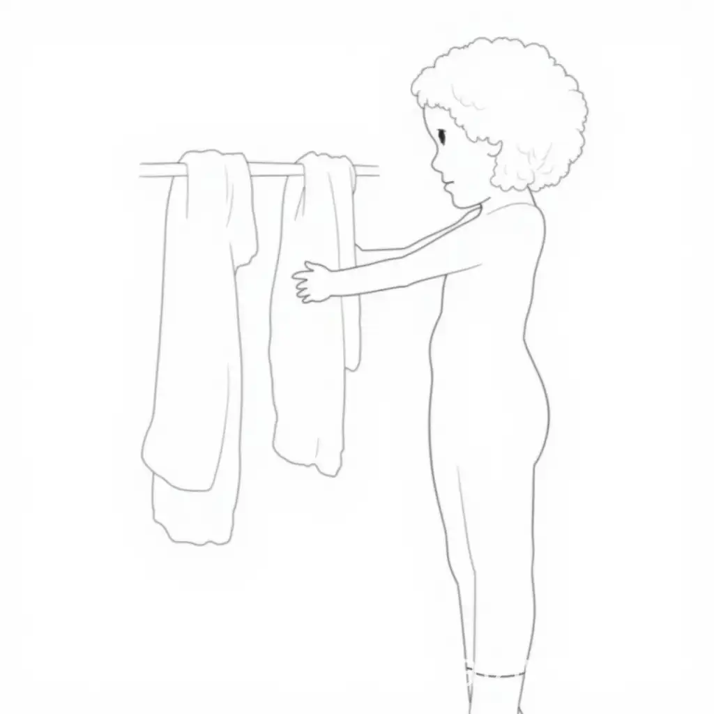 Girl-Changing-from-Pajamas-to-Clothes-in-a-Coloring-Book-Page
