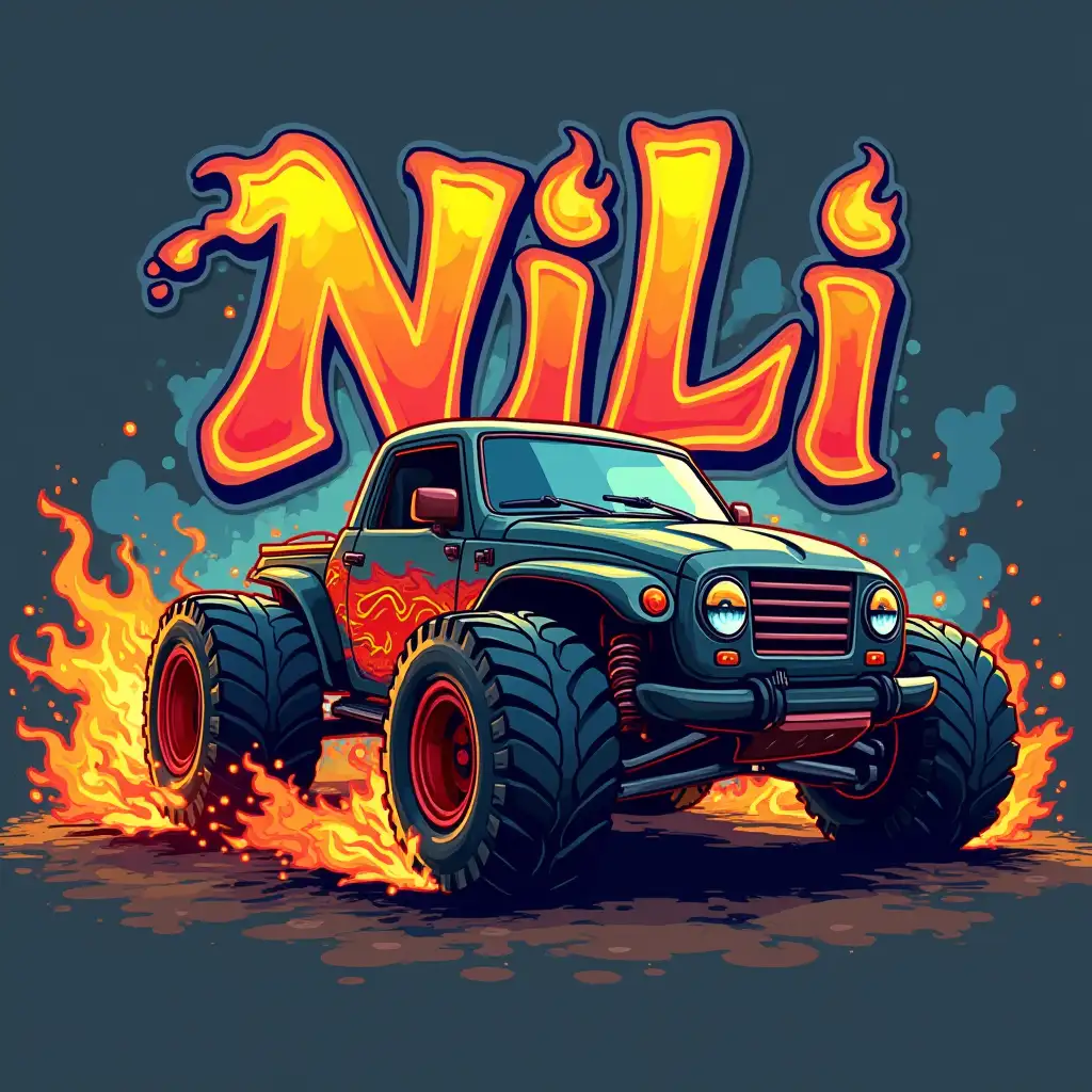 Generate an image with custom name “Nili” with HotWheels font