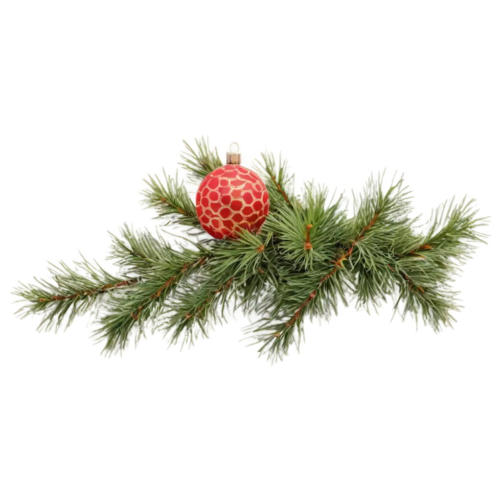 New-Year-Pine-Branch-Fluffy-with-Balls-PNG-Perfect-for-Holiday-Designs