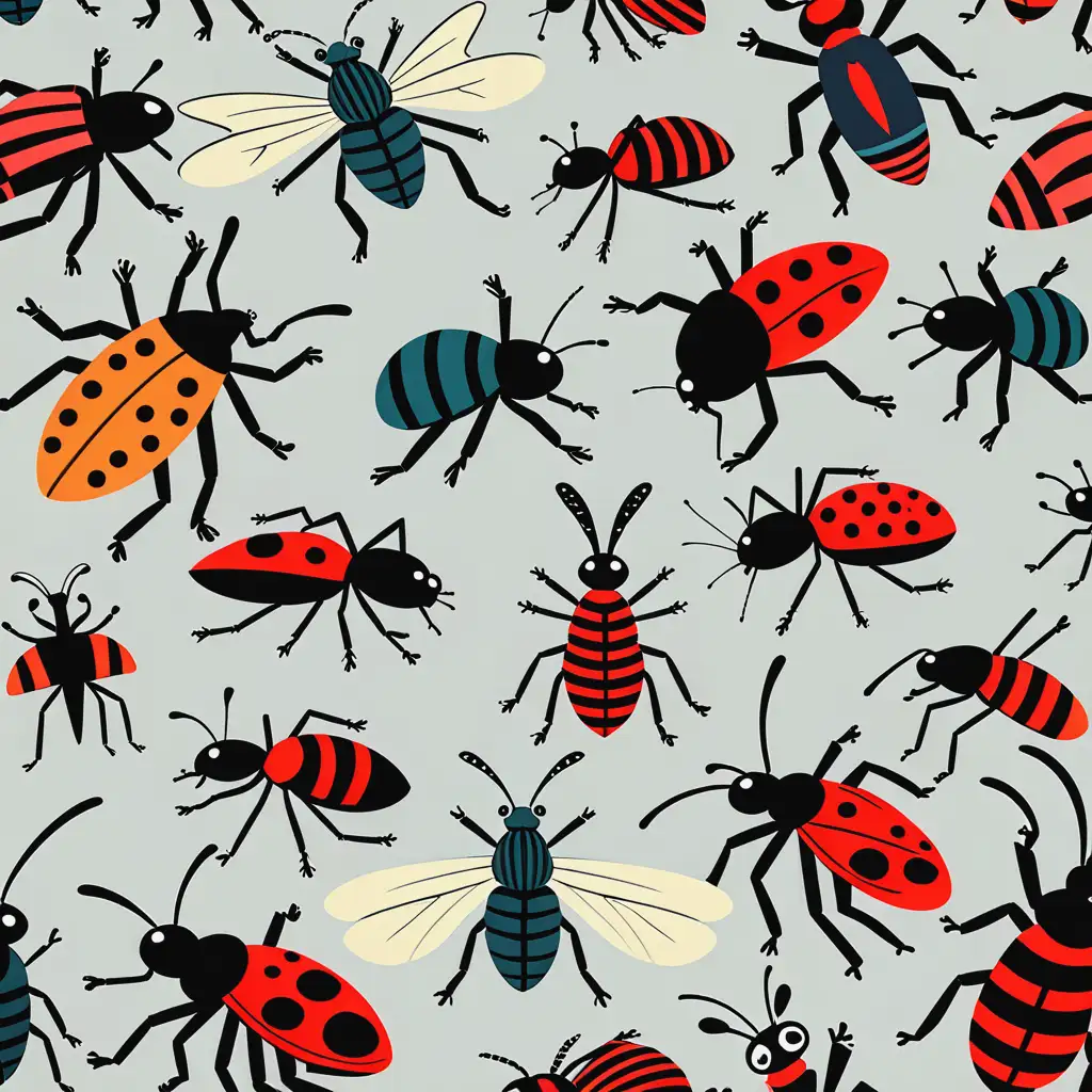 Whimsical Bug Pattern for Childrens Clothing