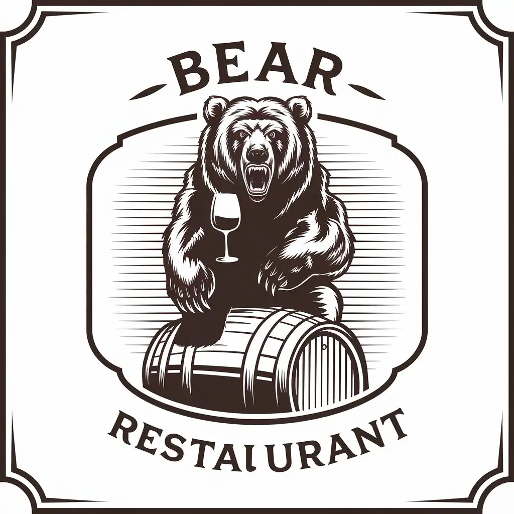 LOGO Design for Bear Wine Wild Symbol with Moderate Theme for Restaurant Industry