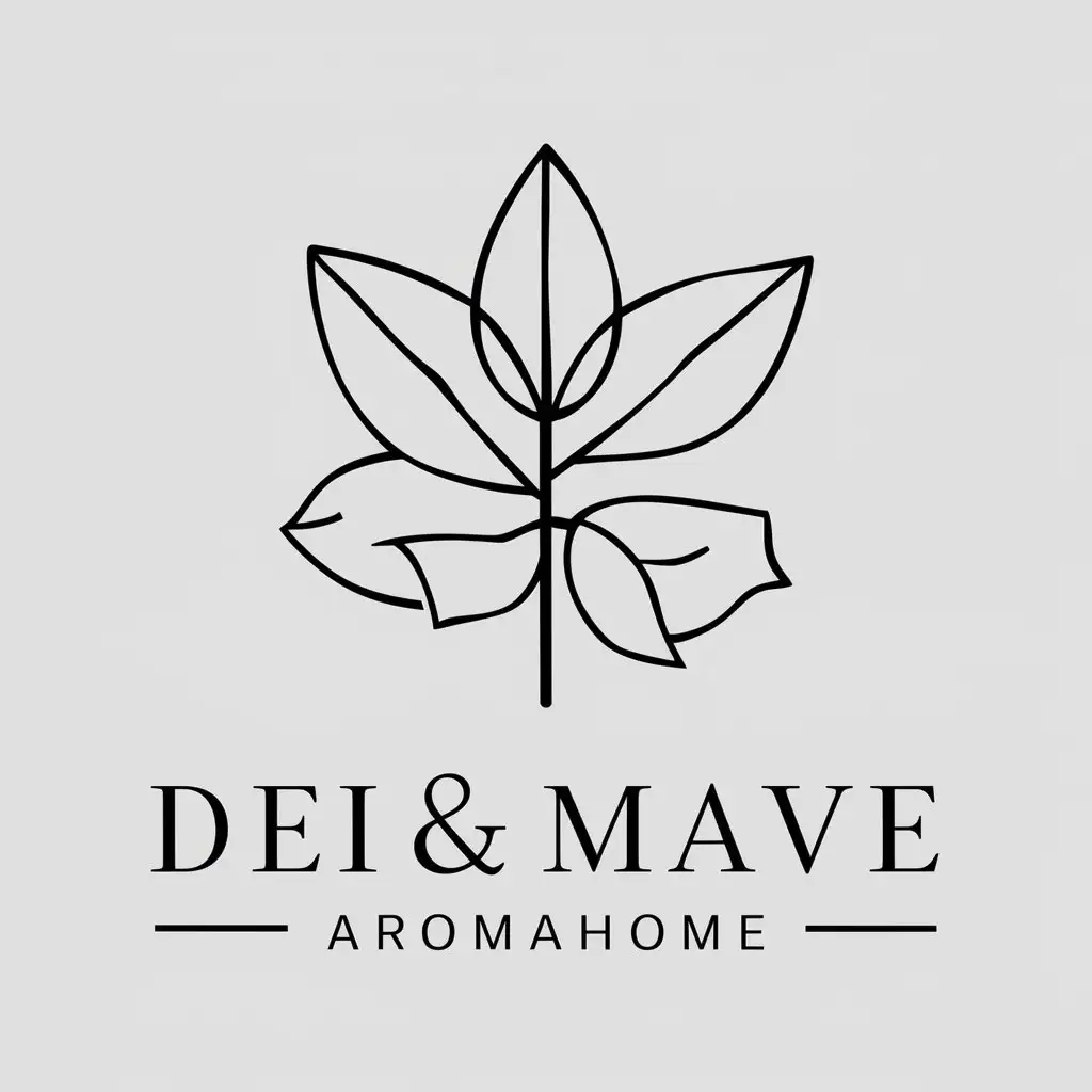 a vector logo design,with the text "DEI&MAVE, aromahome", main symbol:leaves,complex,clear background