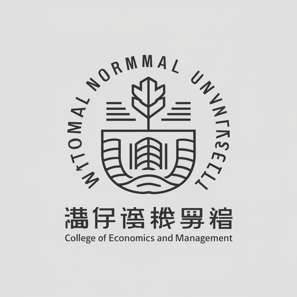 a vector logo design,with the text "National Normal University College of Economics and Management", main symbol:School of Economics and Management, National Normal University,Minimalistic,be used in Education industry,clear background