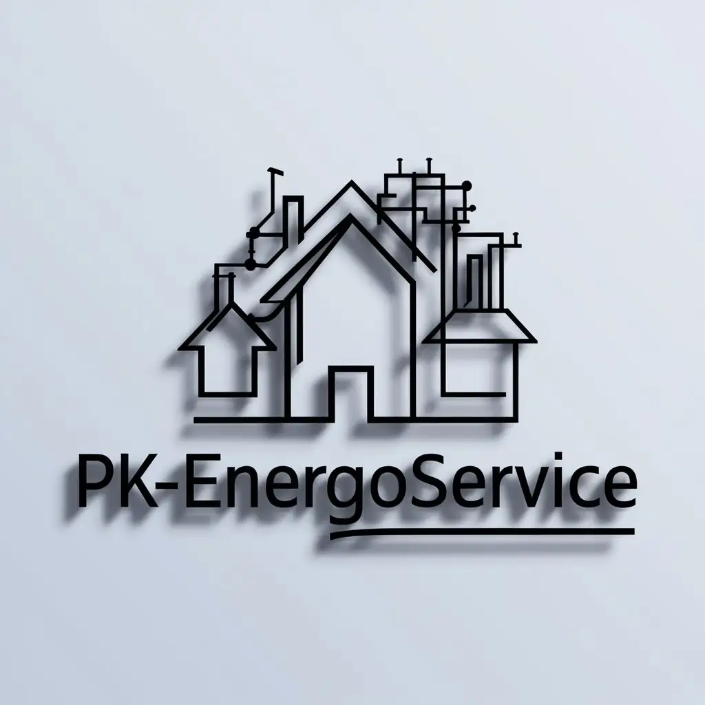 a logo design,with the text "PK-EnergoService", main symbol:Drawings of houses,complex,be used in Technology industry,clear background