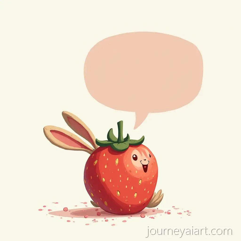 Strawberry-Rabbit-with-Speech-Bubble-in-aStrawberry-rabbit-illustration-Cute-Scene
