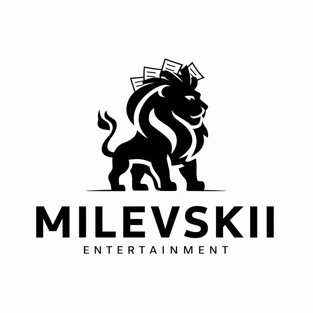 LOGO-Design-For-MILEVSKII-Elegant-Lion-Symbol-with-Paper-Sheets-Mane