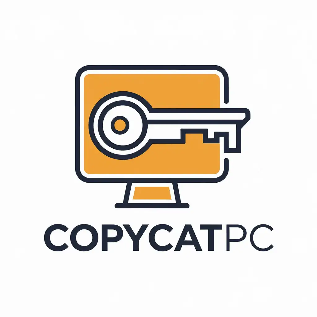 LOGO-Design-for-CopycatPC-Computer-with-Key-English-and-Gear-Wheel-Theme