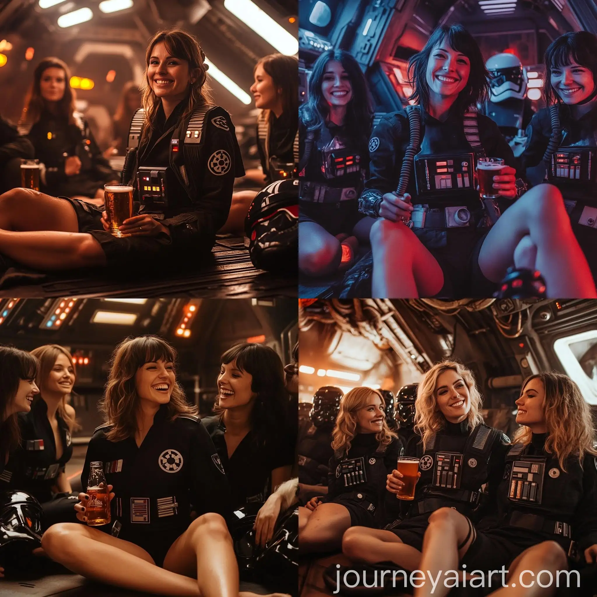 Women-in-TieFighter-Pilot-Uniforms-Enjoying-Beer-on-Imperial-Star-Destroyer