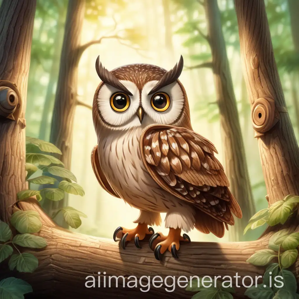 Intelligent-Owl-with-Bright-Eyes-in-Forest-Habitat