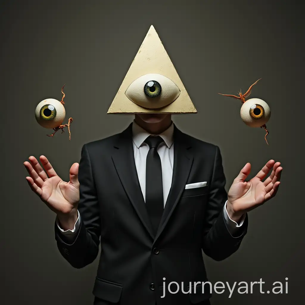 Mysterious-Figure-with-Pyramid-Head-and-Floating-Eyes-in-Formal-Attire